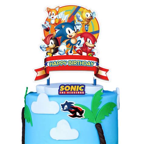 Buy 3 Cake Decorations for Sonic Cake Toppers Birthday Party Supplies ...