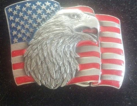 Siskiyou Pewter Belt Buckle Eagle On American Flag Vintage