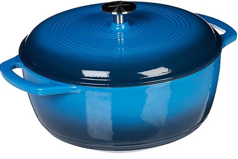 Amazonbasics Enameled Cast Iron Dutch Oven 6 Quart Blue Cast Iron Pan Store