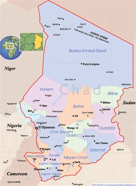 Chad Political Map • Mapsof.net