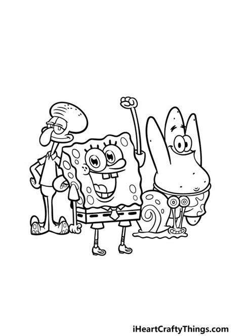 Spongebob Characters Drawing - How To Draw Spongebob Characters Step By ...