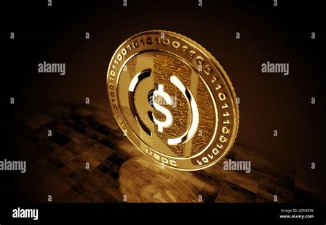 Usdc Usd Coin Stablecoin Cryptocurrency Gold Coin On Green Screen