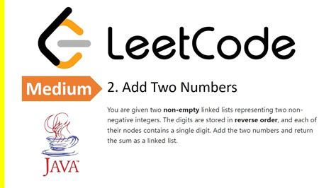 Leetcode Problem Add Two Numbers Java Solution Youtube