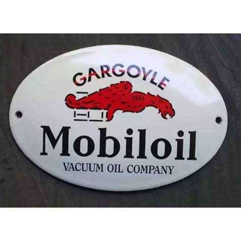 mini plaque emaillée mobiloil gargoyle oval tole email pub