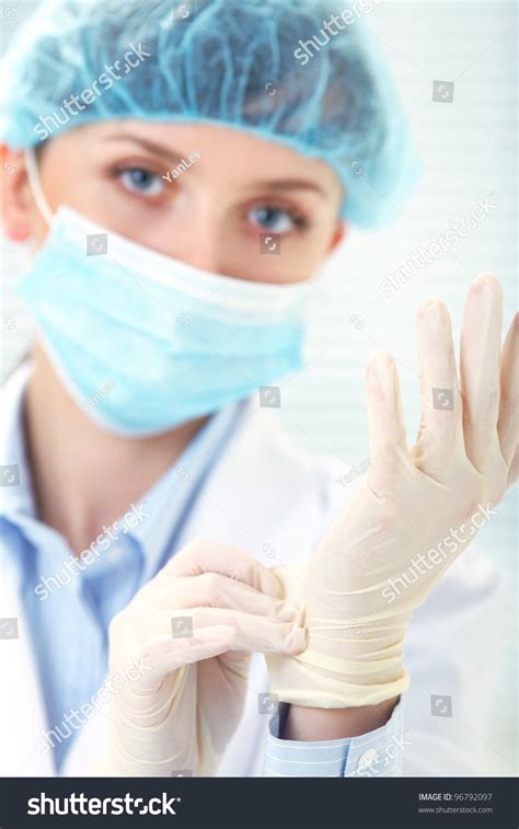 Woman Doctor Wearing Medical Gloves Stock Photo 96792097 Shutterstock