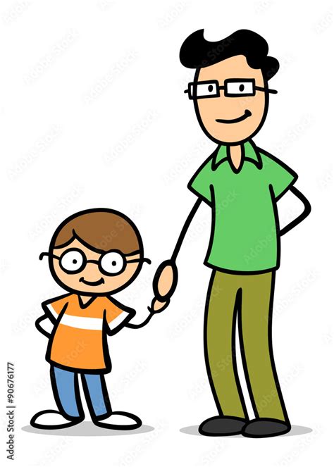 Vater Mit Sohn An Der Hand Stock Illustration Adobe Stock