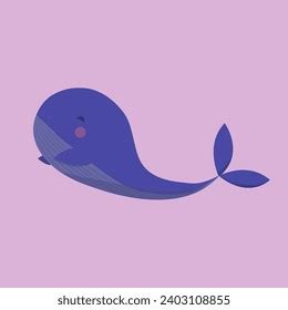 Cute Blue Whale Flat Cartoon Style Stock Vector (Royalty Free ...