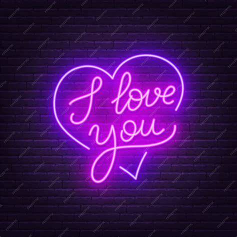 Premium Vector I Love You Neon Lettering Heart Sign