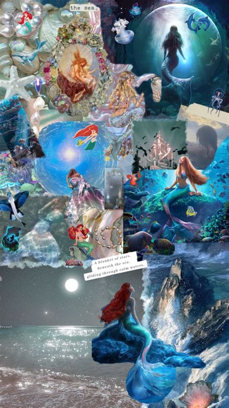 The Collage Shows Mermaids And Other Sea Creatures In Different Stages