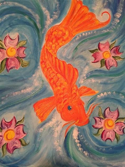 Acrylic Koi Fish Painting