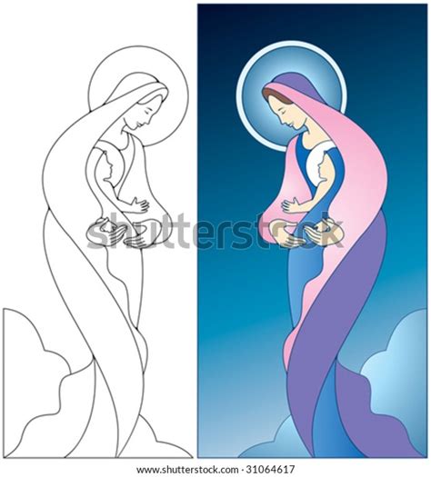 Virgin Mary Holding Baby Jesus Color Stock Vector Royalty Free 31064617