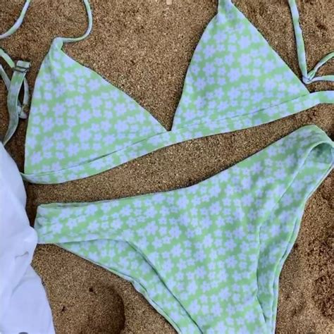 Aurelle Swim Daisy Green Bikini Set Sz Ml Poshmark