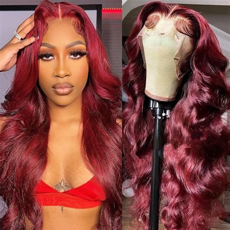 99j Burgundy Lace Front Wigs Human Hair 13x4 Hd Glueless Body Wave Lace Front Wigs