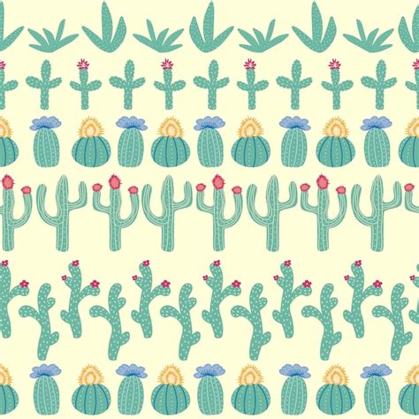 Premium Vector Seamless Pattern With Different Cactus Bright Repeated