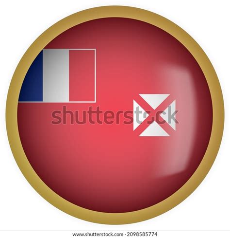 Wallis Futuna 3d Rounded Flag Button Stock Vector Royalty Free