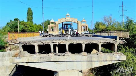 Demolition Of Collapsed Bridge In Khachmaz And Clean Up Of Area