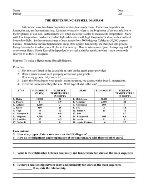 Gizmos Hr Diagram Answer Key Alternator