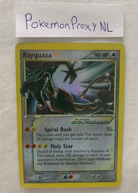 Rayquaza Gold Star Deoxys 107107 2005 Proxy Pokémon Etsy