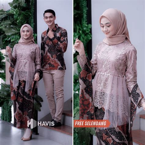 Jual Annisa Kebaya Couple Wisuda Modern Setelan Kebaya Brokat Batik