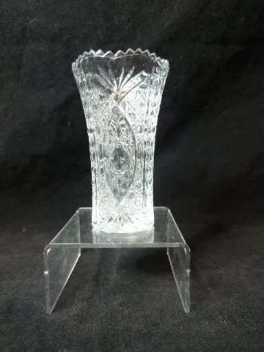 GLAS BLUMENVASE KLEINE gepresste Glas Sägezahn Posy Vase 5 Zoll hoch