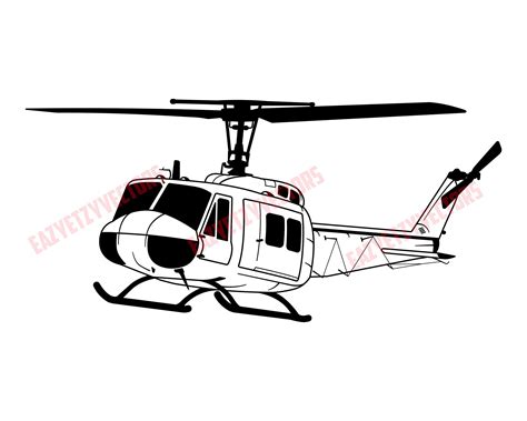 Bell Huey Uh N Helicopter Vector File Drawing Etsy New Zealand