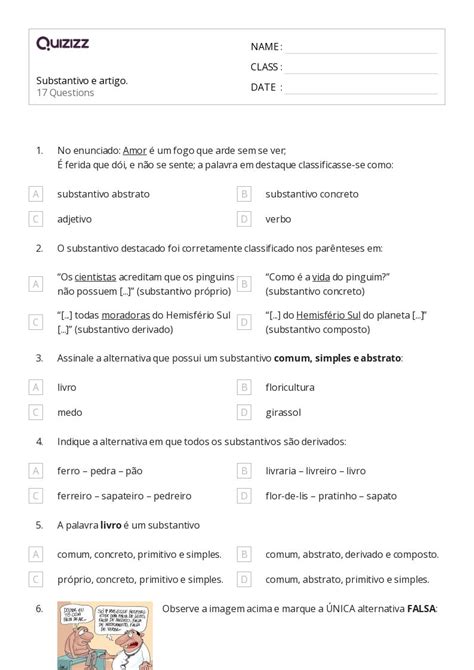 Mais De Planilhas Substantivos Plurais No Quizizz Gratuito E