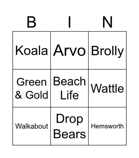 B I N G O Bingo Card