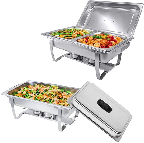 Valgus 2 Pack 8QT Stainless Steel Chafing Dish Buffet Chafer Set With