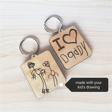 Custom Wood Keychain With Your Drawing Or Handwriting Personalized