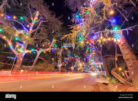 Famous Tree Lights Of Christmas Tree Lane At Night Los Angeles Stock