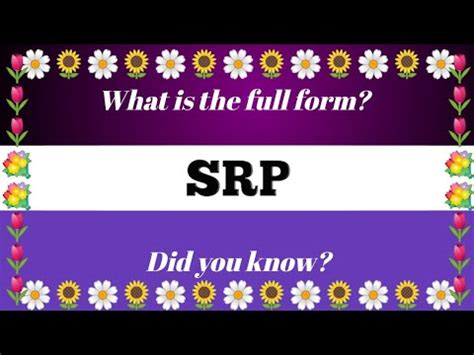 Full Form of SRP. - YouTube