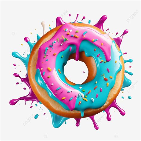 Donut Con Glaseado Rosa Y Chispitas Coloridas Ilustración Vectorial PNG