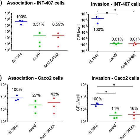 Infection Assays With Sl1344 And Its Acrb Mutants In Int 407 A And