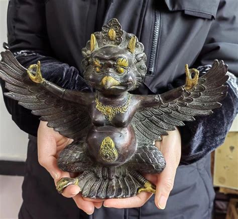 Tibet Buddhism Bronze Winged Garuda Bird God Decor Tibet Tantric Sect