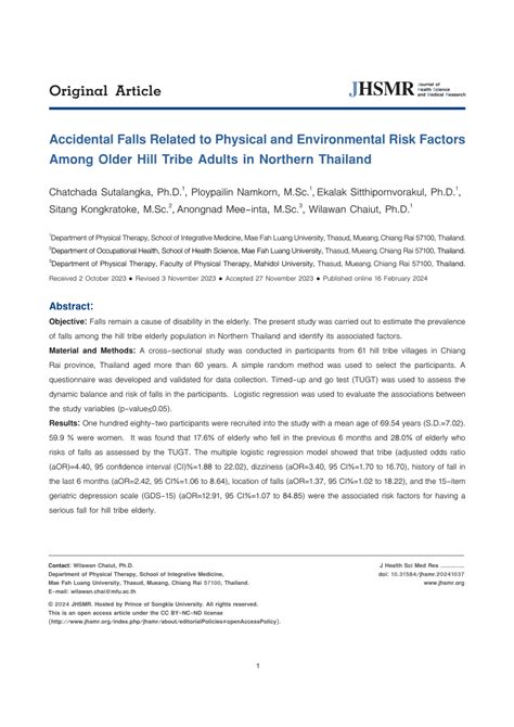 PDF Accidental Falls Related To Physical And Environmental Risk