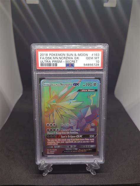 PSA 10 GEM MINT Dusk Mane Necrozma GX Secret FA 163 156 Pokémon SM