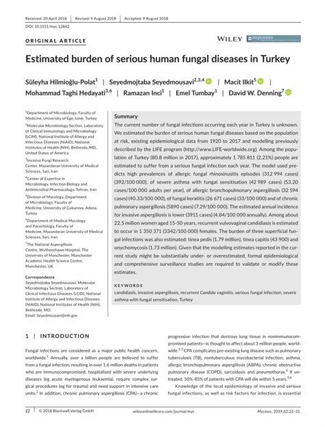 Pdf Estimated Burden Of Serious Human Fungal Diseases In Turkey · Ods19 The Prevalence Of Pcp