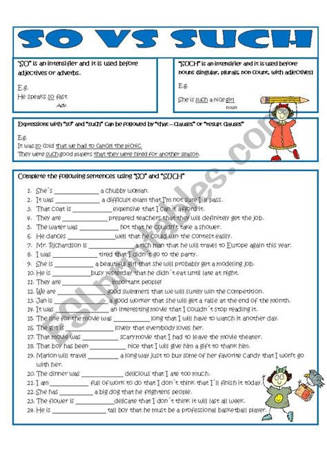 Sothat And Suchthat Esl Worksheet By Imelda