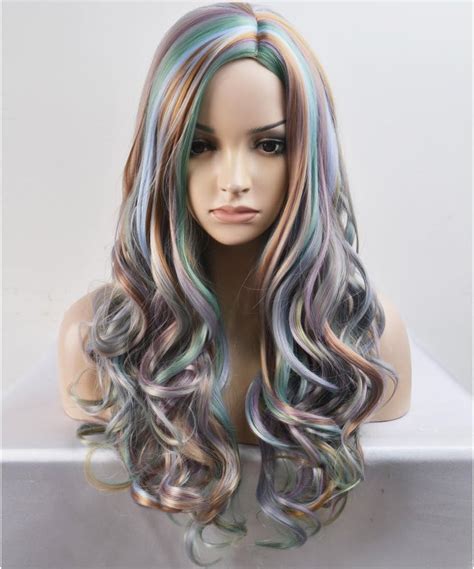 Beron 27 Inches Colorful Wig Long Curly Wig Women Girls