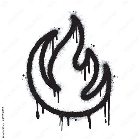 Spray Painted Graffiti Fire Flame Icon Sprayed Isolated With A White