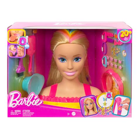 Barbie Totally Hair Neon Rainbow Deluxe Styling Head With Color Reveal