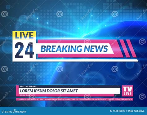 Breaking News. Tv Reporting Screen Banner Template Design. Breaking Television News, Online ...