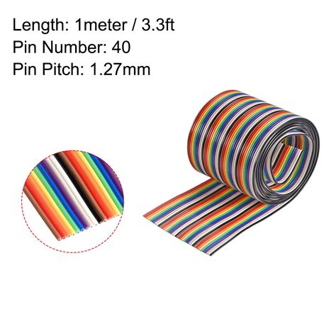 Idc Rainbow Wire Flat Ribbon Cable 40p 127mm Pitch 1meter33ft Length