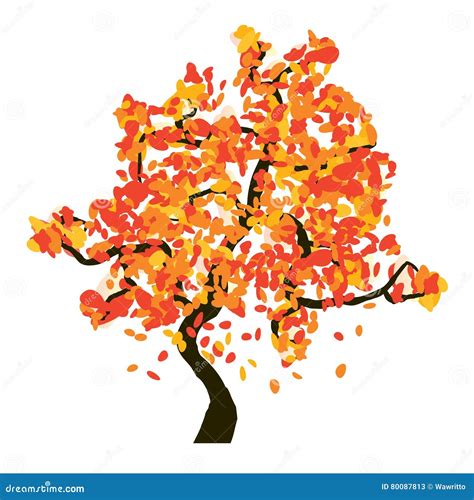 Arbre D Automne Sur Le Fond Blanc Illustration Stock Illustration Du