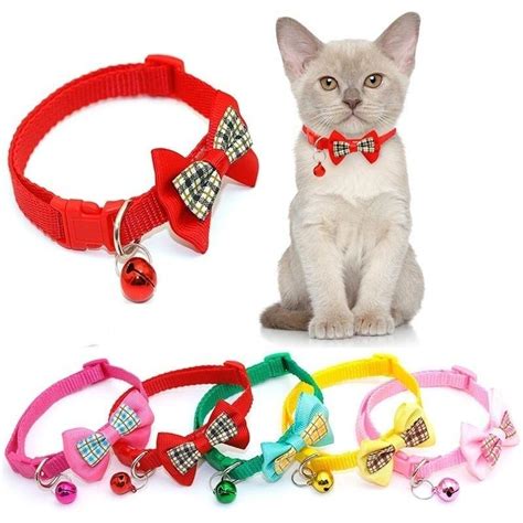 Bowknot Collar De Gato Con Campanas Collar Hebilla Ajustable Peque O