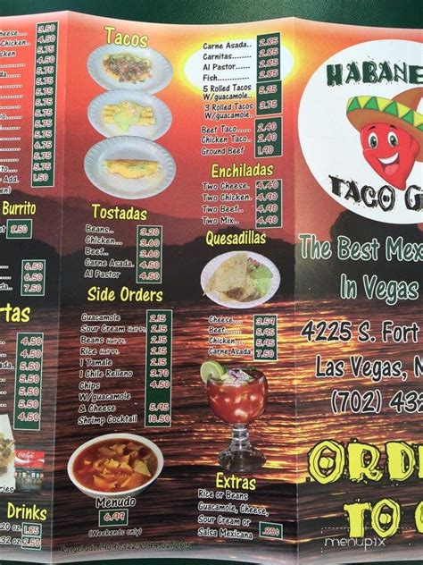 Menu Of Habaneros Taco Grill In Las Vegas Nv 89147