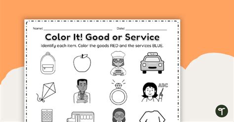 Goods And Services Worksheet First Grade