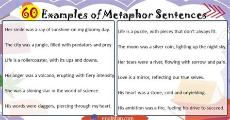 60 Examples of Metaphor Sentences • Englishan