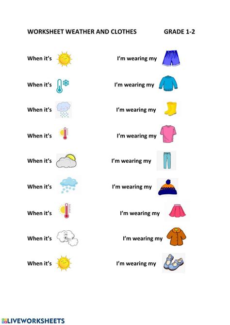 Kindergarten Clothes For Different Weather Worksheets