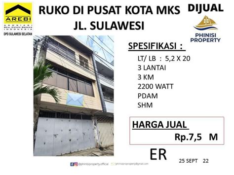 DIJUAL RUKO DI PUSAT KOTA MAKASSAR JALAN SULAWESI